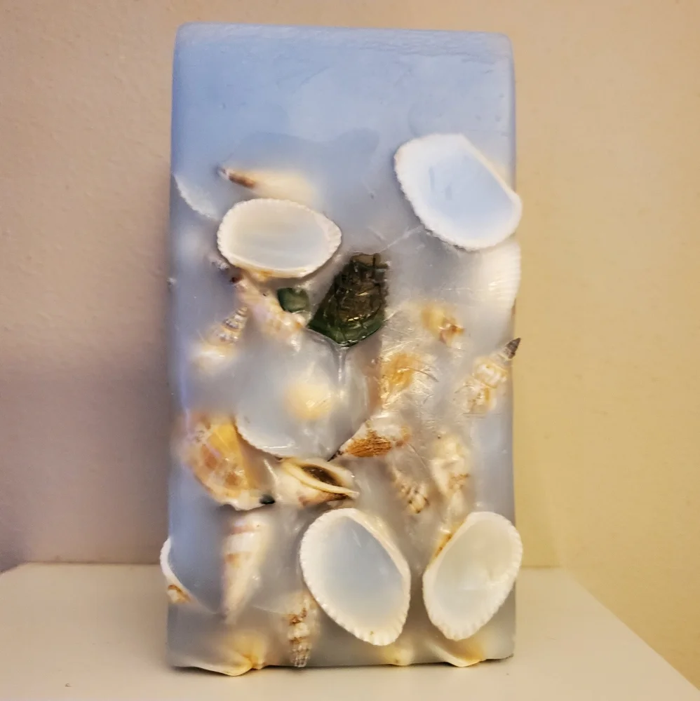 Blue Seashell Pillar Candle